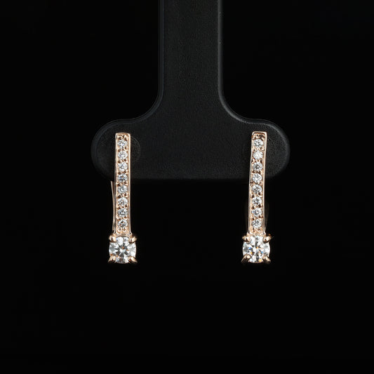 Auskari ar Dimantiem 0.45 ct, Sarkanais zelts 585° (14K)