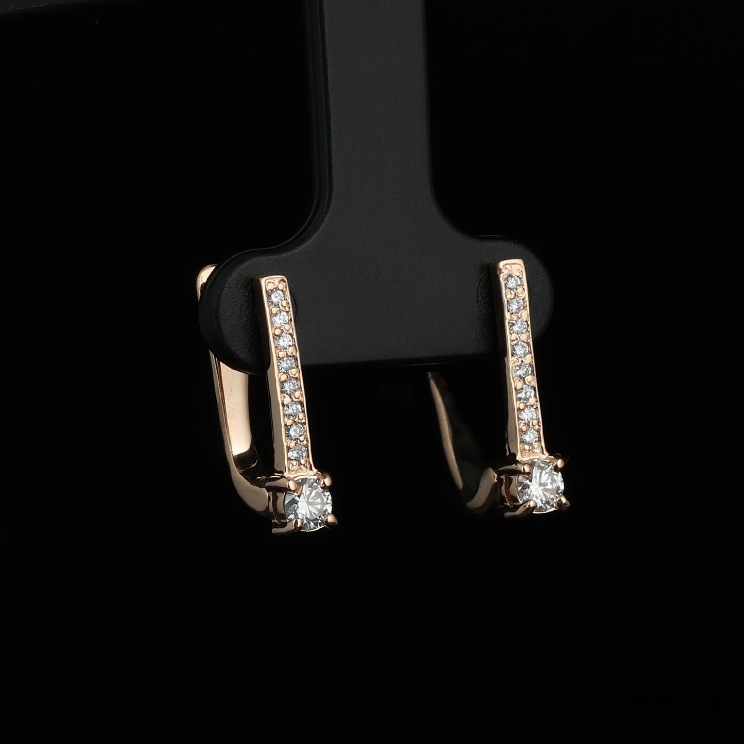 Auskari ar Dimantiem 0.45 ct, Sarkanais zelts 585° (14K)