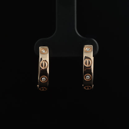 Auskari ar Dimantiem 0.05 ct, Sarkanais zelts 585° (14K)