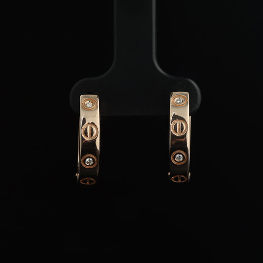 Auskari ar Dimantiem 0.05 ct, Sarkanais zelts 585° (14K)