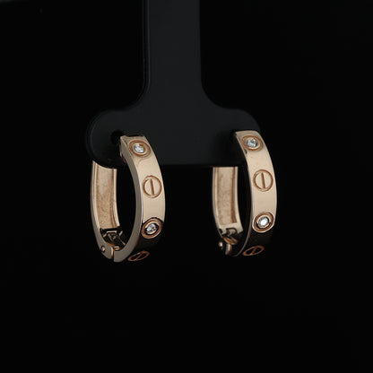 Auskari ar Dimantiem 0.05 ct, Sarkanais zelts 585° (14K)