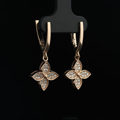 Auskari ar Dimantiem 0.35 ct, Sarkanais zelts 585° (14K)