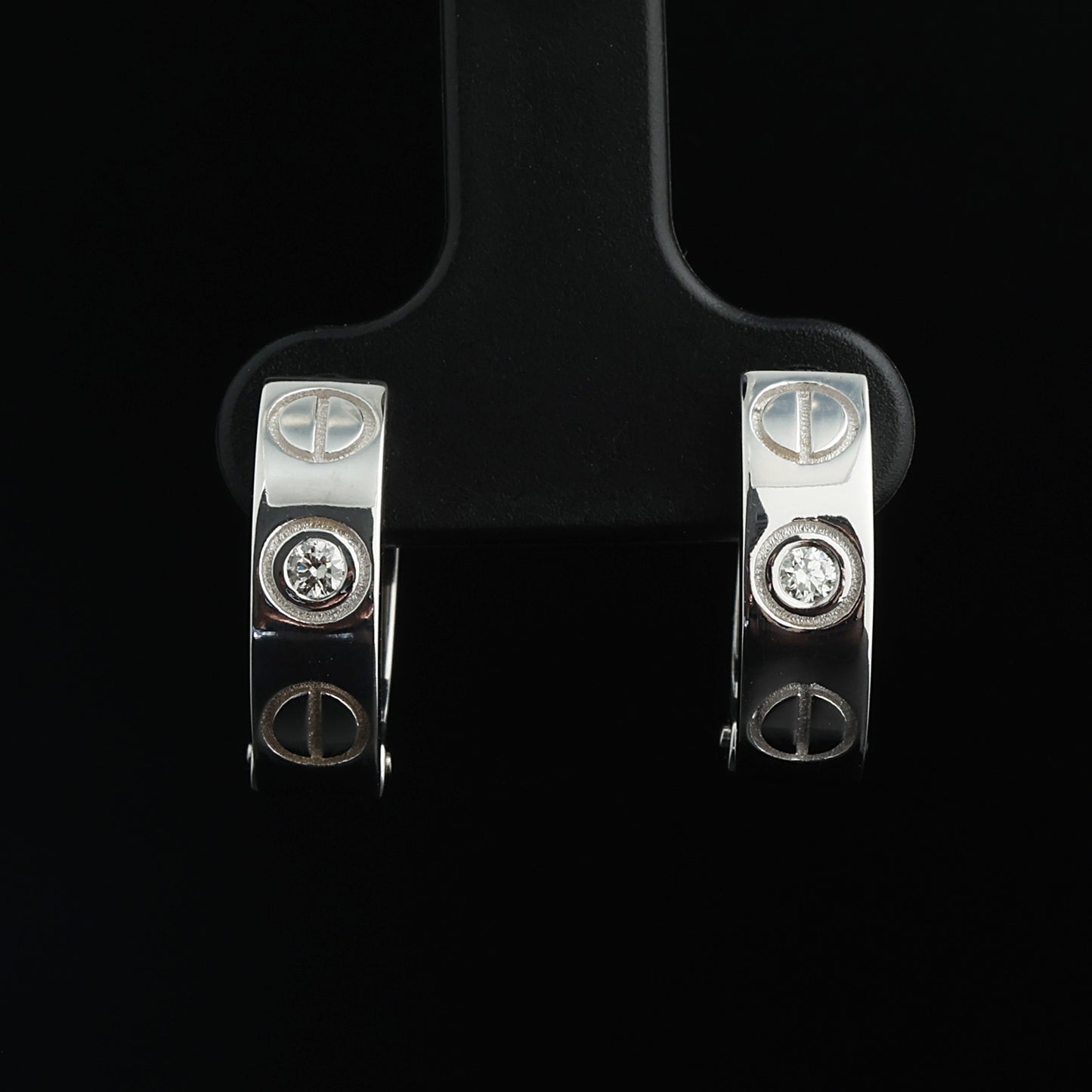 Auskari ar Dimantiem 0.10 ct, Baltais zelts 585° (14K)