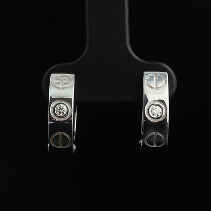 Auskari ar Dimantiem 0.10 ct, Baltais zelts 585° (14K)