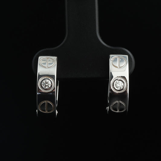 Auskari ar Dimantiem 0.10 ct, Baltais zelts 585° (14K)