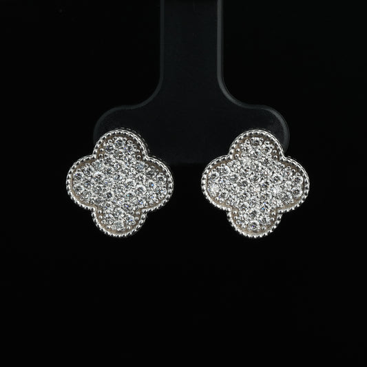 Auskari ar Dimantiem 1.00 ct, Baltais zelts 585° (14K)