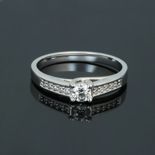 Gredzens ar Dimantiem 0.35 ct, Baltais zelts 585° (14K) 