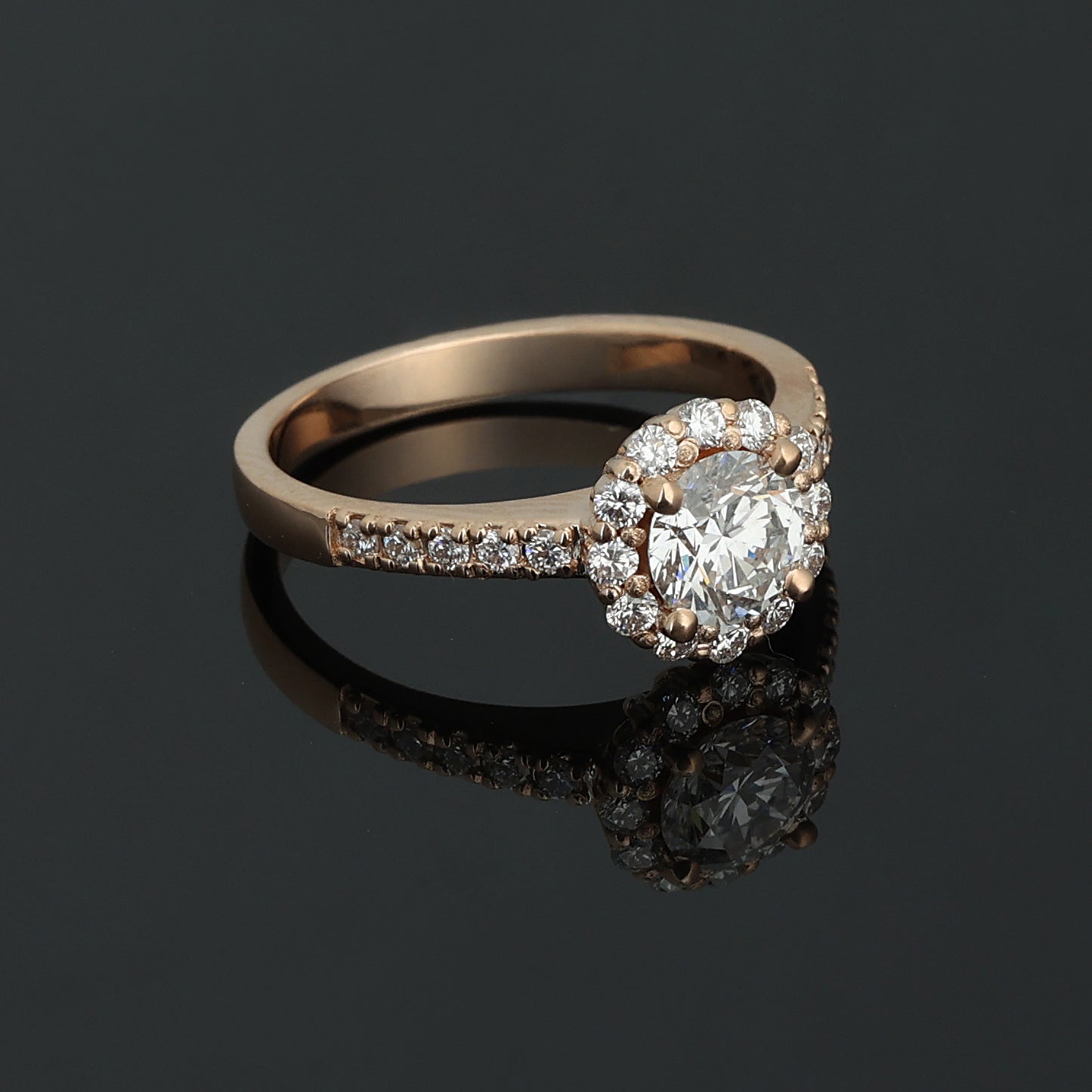 Gredzens ar Dimantiem 1.19 ct, Sarkanais zelts 585° (14K) 