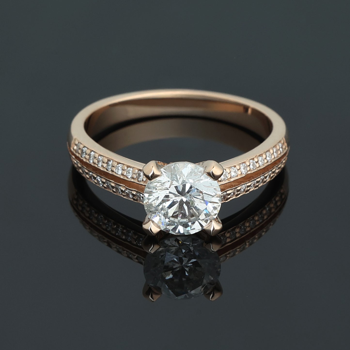 Gredzens ar Dimantiem 1.40 ct, Sarkanais zelts 585° (14K) 