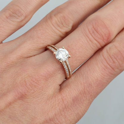 Gredzens ar Dimantiem 1.40 ct, Sarkanais zelts 585° (14K) 