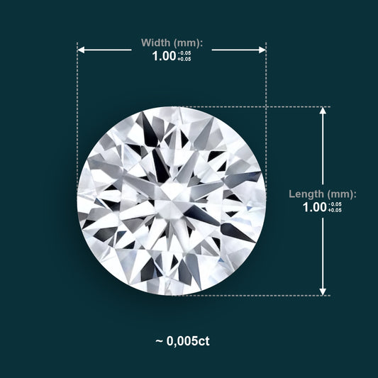 Kalibrēti 1,00 mm dabiski apaļie dimanti