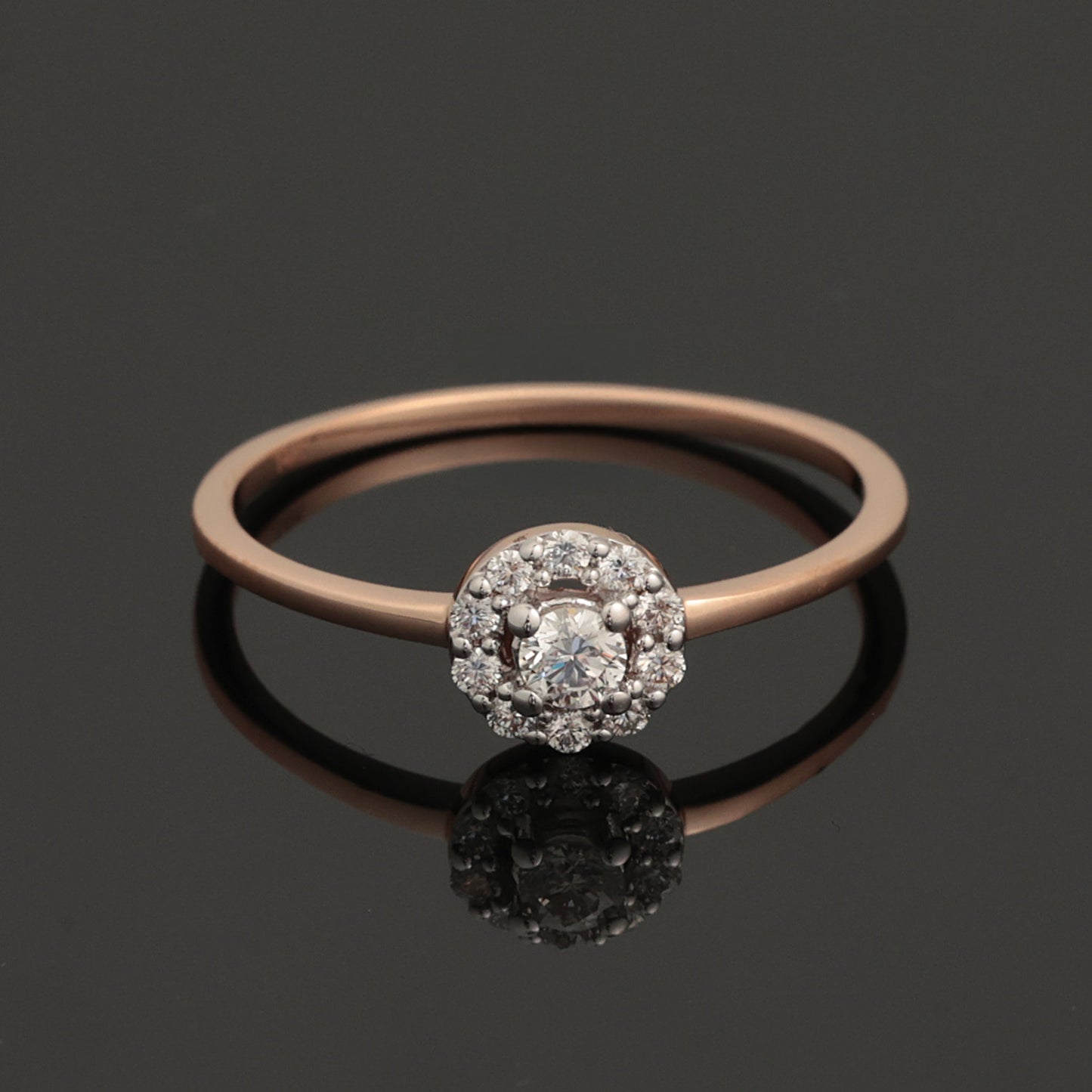 Ring with Diamonds 0.19 ct, Rose Gold 585° (14K)