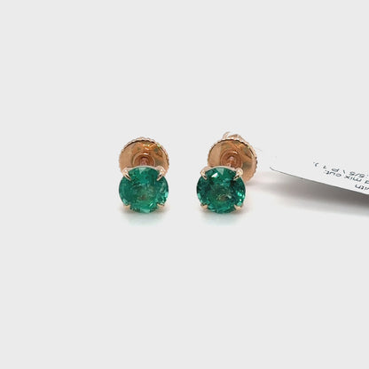 Earrings Stud with Emeralds, Rose Gold 585° (14K)