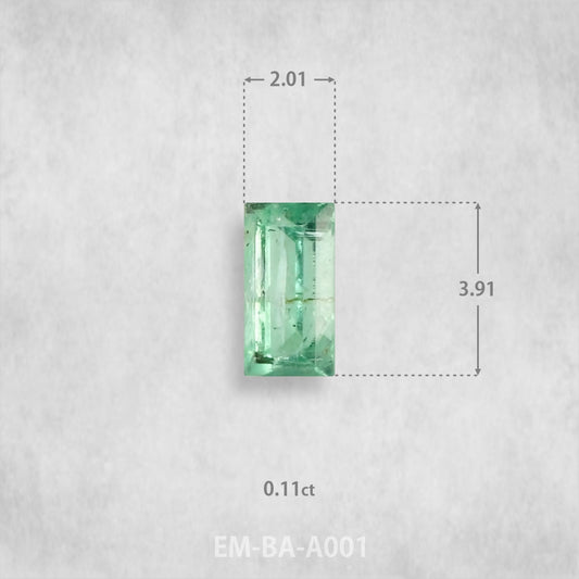 Изумруд 0,11 карат натуральный, багетной огранки 