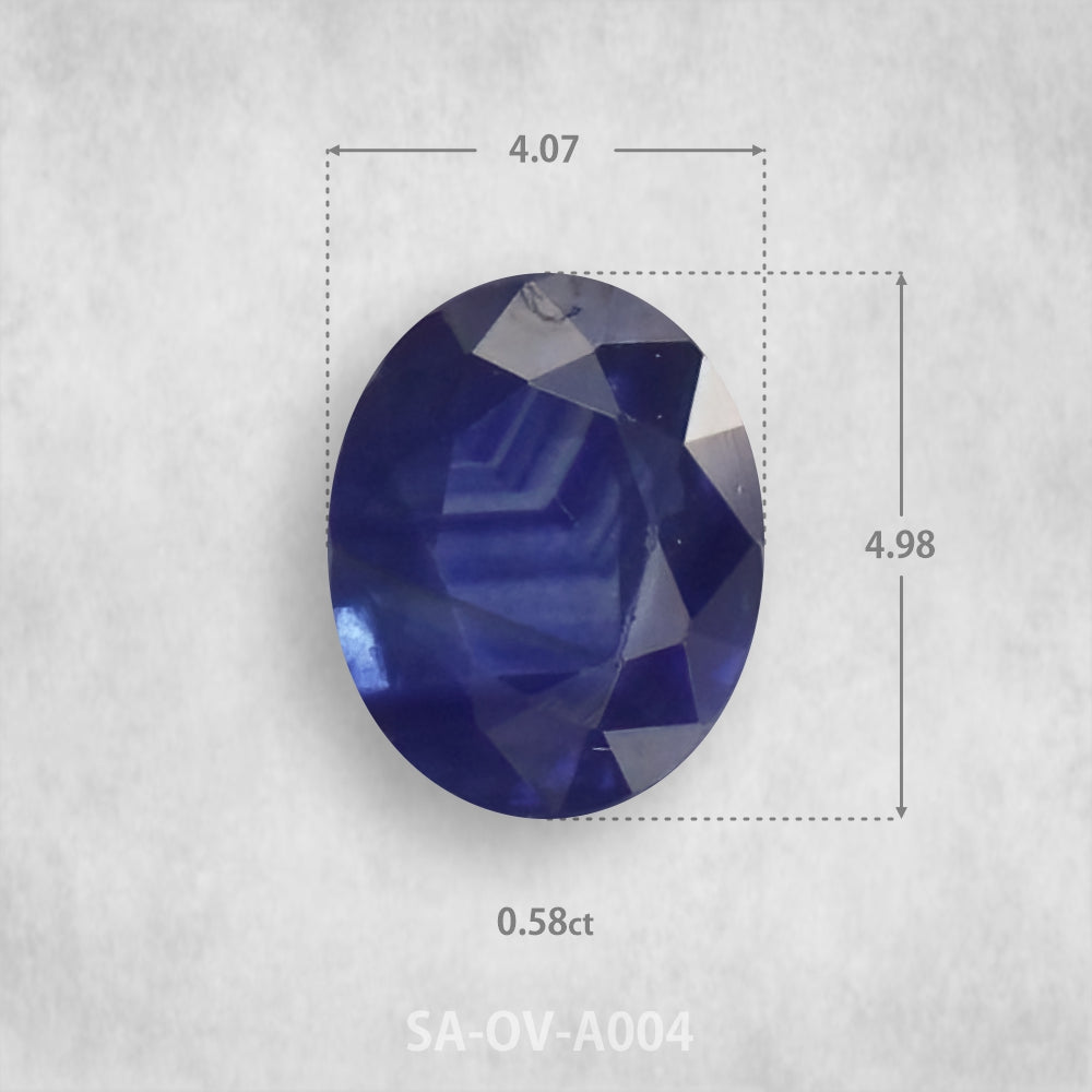 Safīrs 0,58 ct Dabīgs, Ovāls piegriezums 