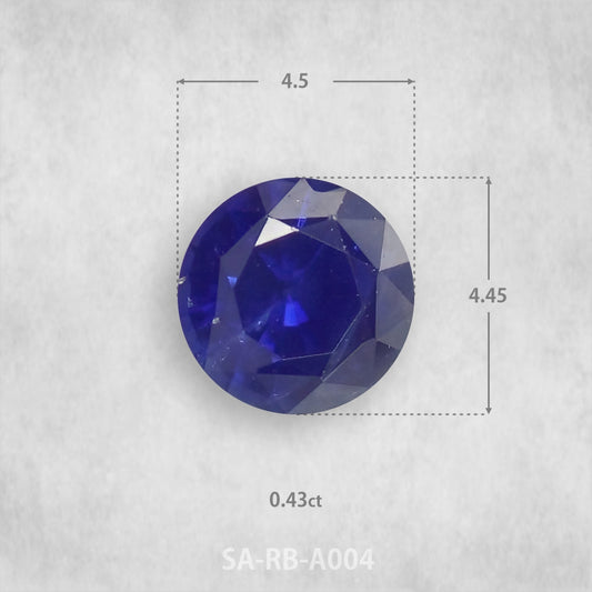 Safīrs 0,43 ct Dabīgs, Apaļš piegriezums 