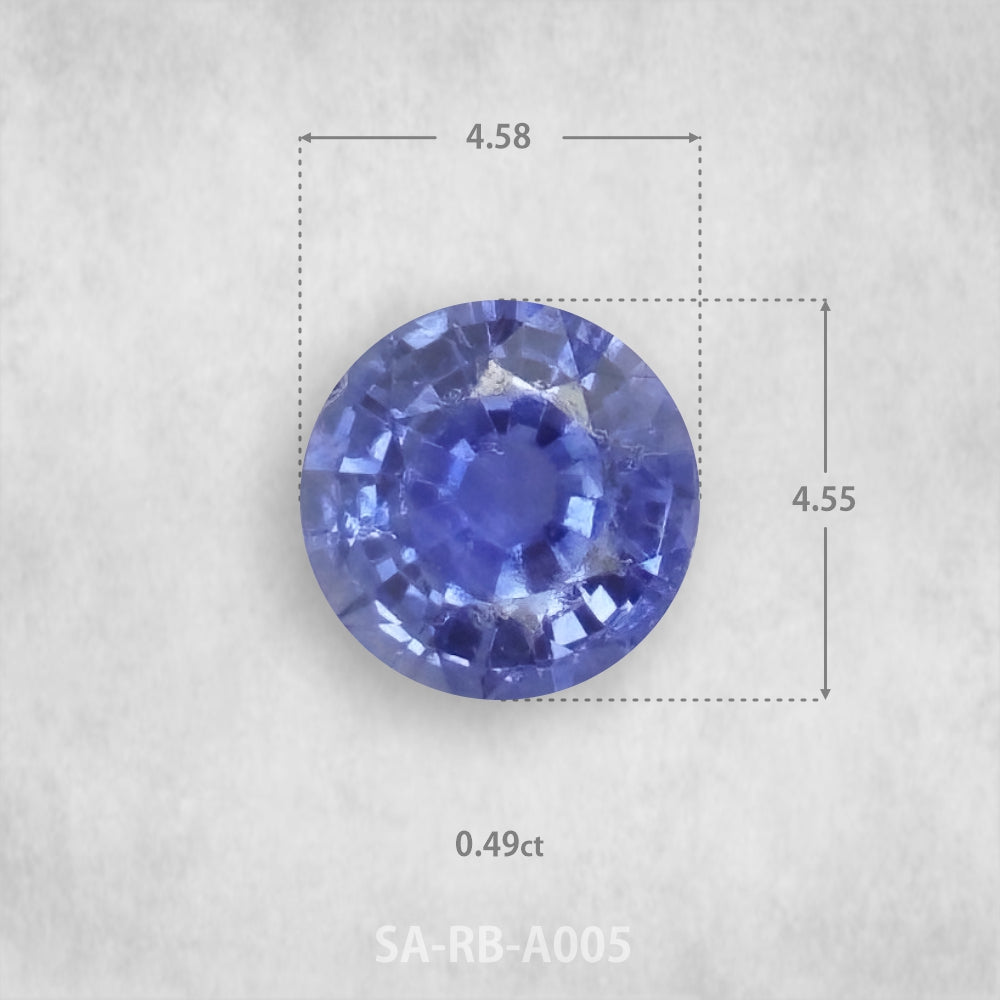 Safīrs 0,49 ct Dabīgs, Apaļš piegriezums 