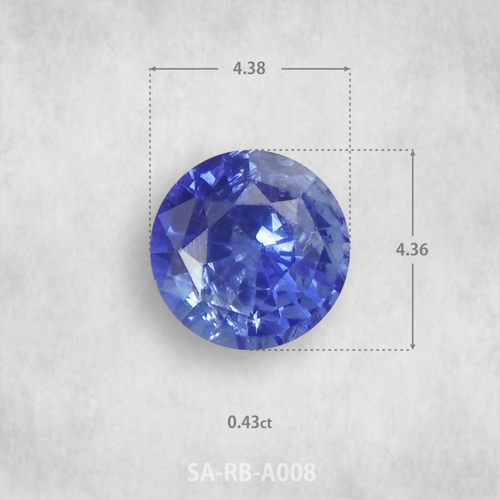 Safīrs 0,43 ct Dabīgs, Apaļš piegriezums 