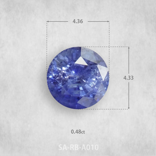 Safīrs 0,48 ct Dabīgs, Apaļš piegriezums 