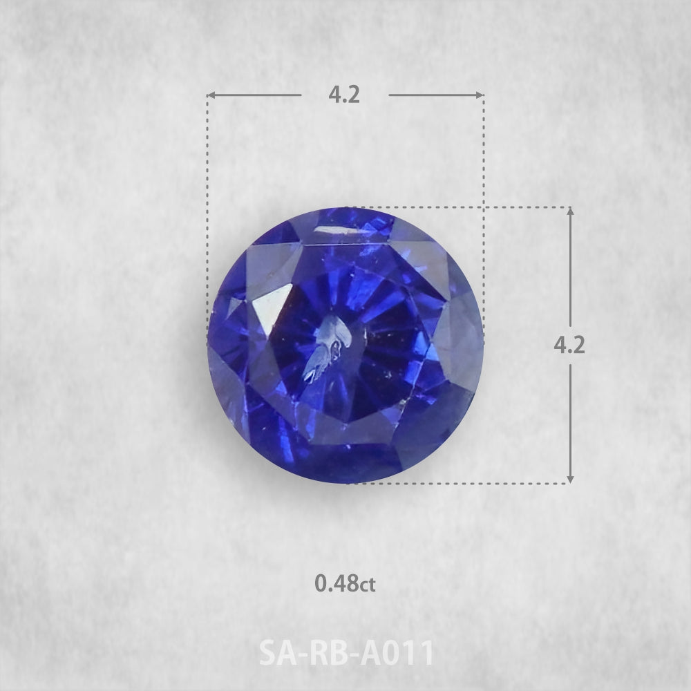 Safīrs 0,48 ct Dabīgs, Apaļš piegriezums 