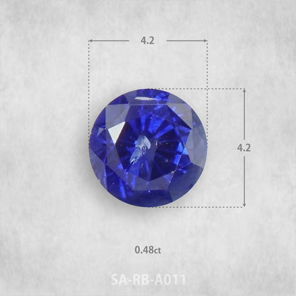 Safīrs 0,48 ct Dabīgs, Apaļš piegriezums 