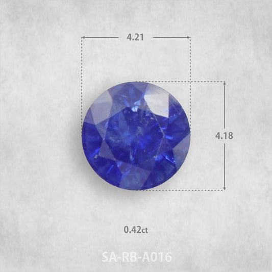 Safīrs 0,42 ct Dabīgs, Apaļš piegriezums 