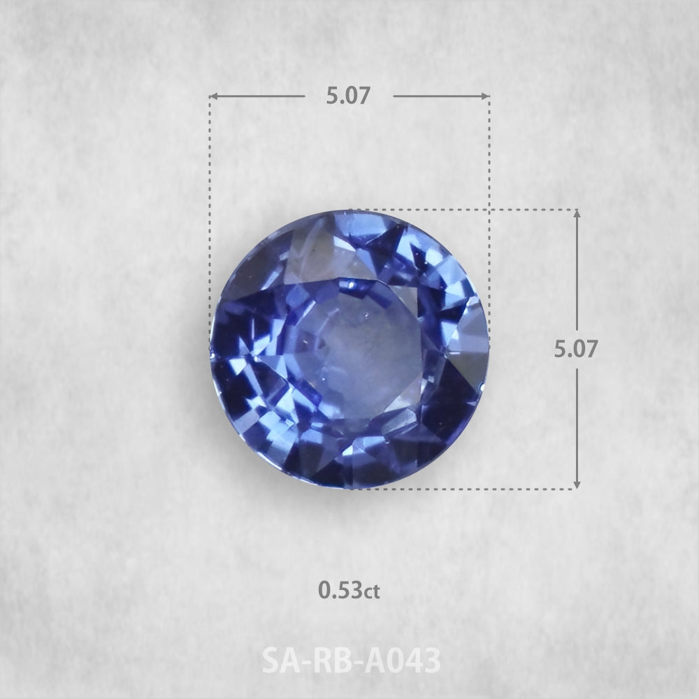 Safīrs 0,53 ct Dabīgs, Apaļš piegriezums 