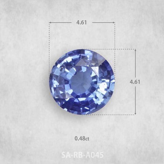 Safīrs 0,48 ct Dabīgs, Apaļš piegriezums 