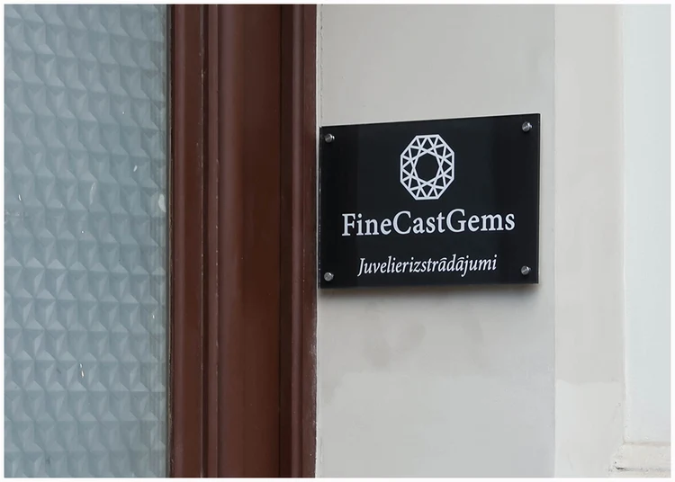 Fine Cast Gems jewelry atelier sign in Riga